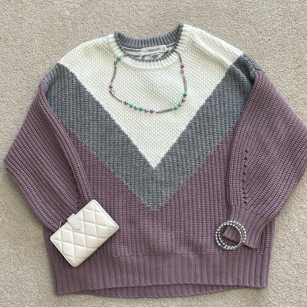 Purple and grey sweater